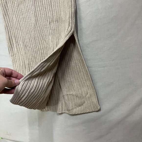IN LOOM Women's Size M Tan Long Sleeve Ribbed Sweater Maxi Dress Slit Side - Picture 7 of 11